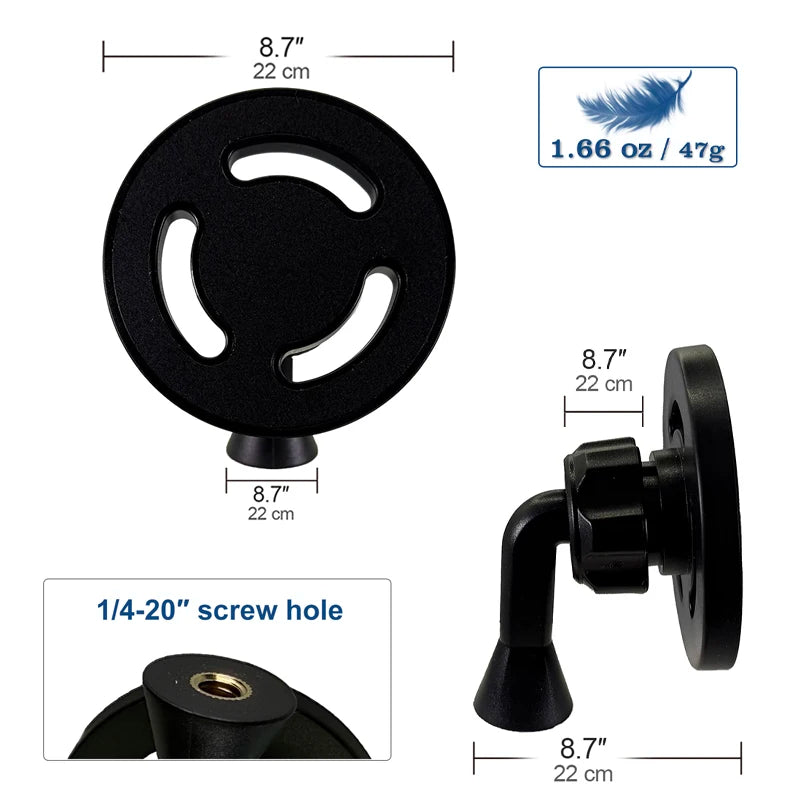 360 Rotatable Magnetic Tripod Phone Adapter With 1/4"-20 Hole For iPhone 17 16 15 Samsung Xiaomi Selfie Stick Tripod Accessories