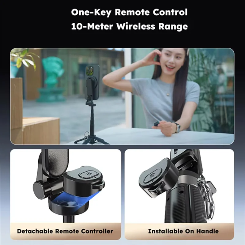 B92B-Selfie Stick 4 In1 360° Magnetic Rotating Tripod Stand With Bluetooth Remote For Magsafe Telescoping Phone Mount